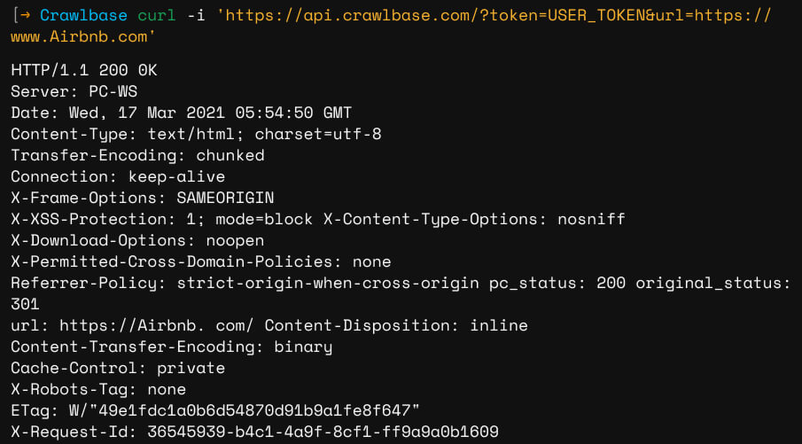 Crawling API Airbnb response