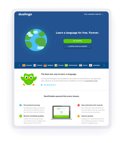 Duolingo home page