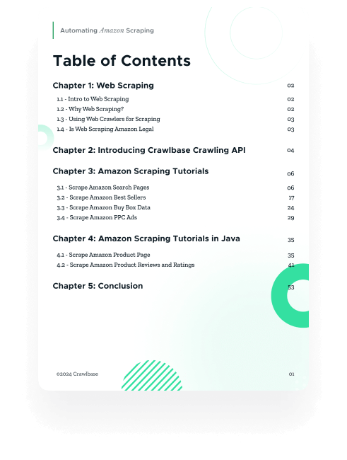 Ebook Table of Contents page