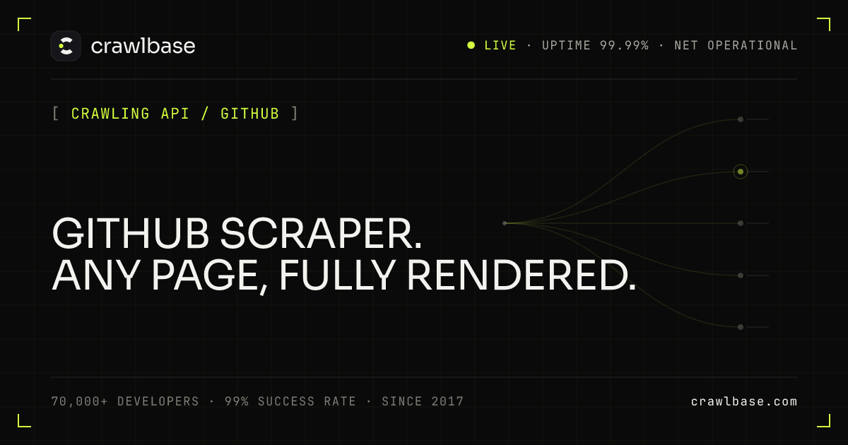 GitHub Scraper: Scrape Repos, Issues & Profiles to JSON | Crawlbase