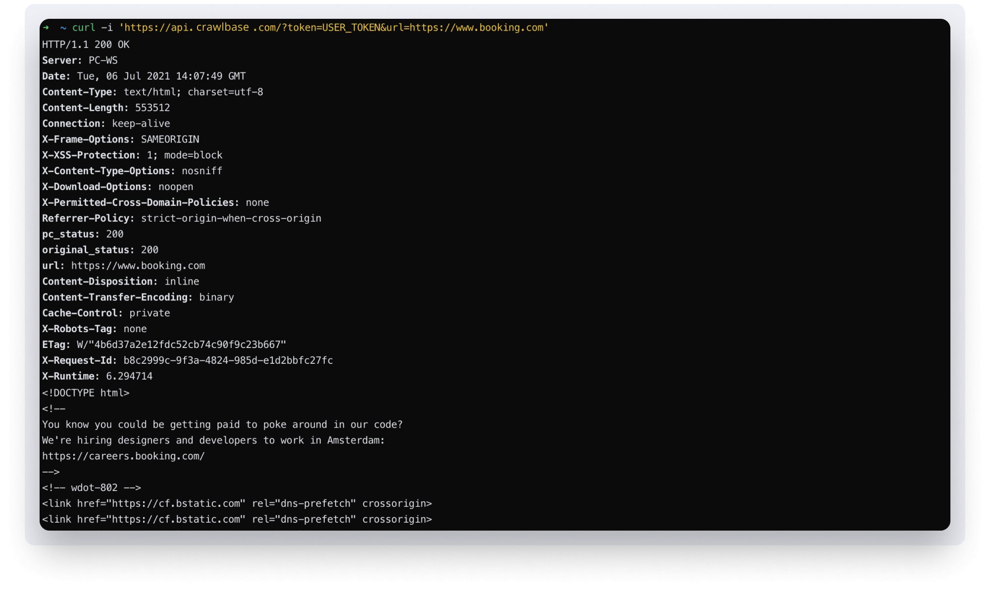 Extract booking data crawlbase