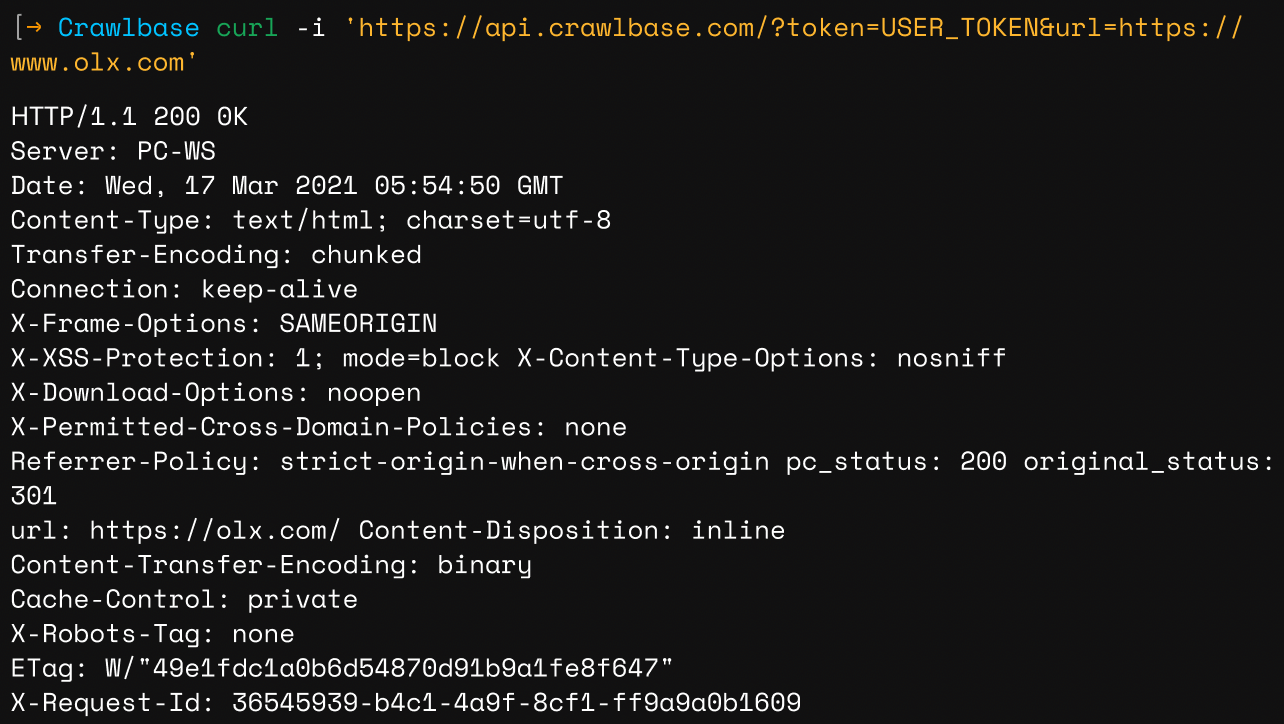 Crawling API olx response