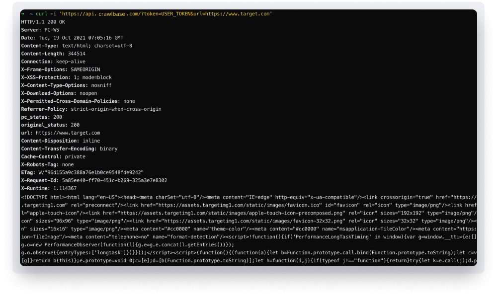 Terminal code Target