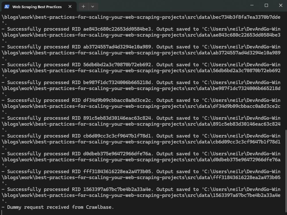Screenshot of Webhook HTTP Server after crawling Screenshot of Webhook HTTP Server after crawling
