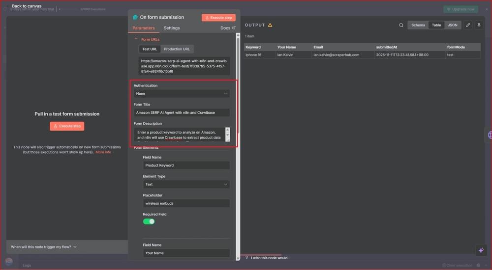 On form submission Configuration