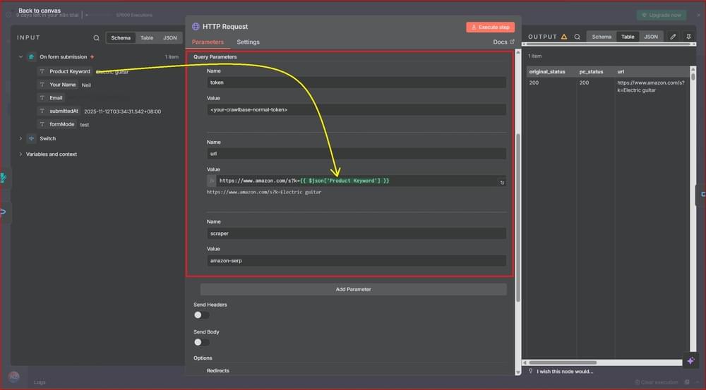 HTTP Request URL Query Param Configuration