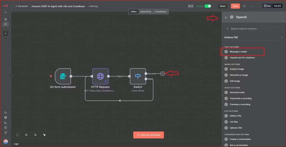 Choose Message a model