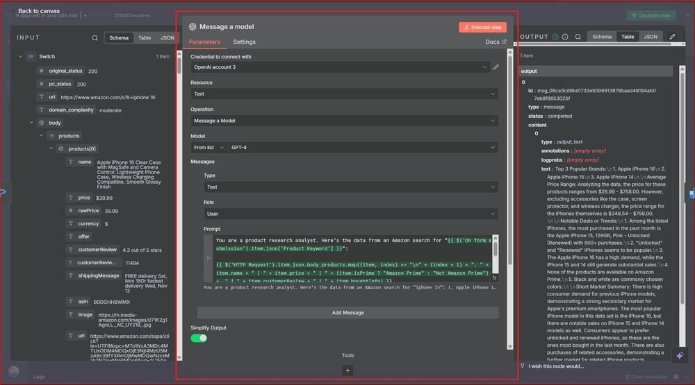 Message a model Configuration