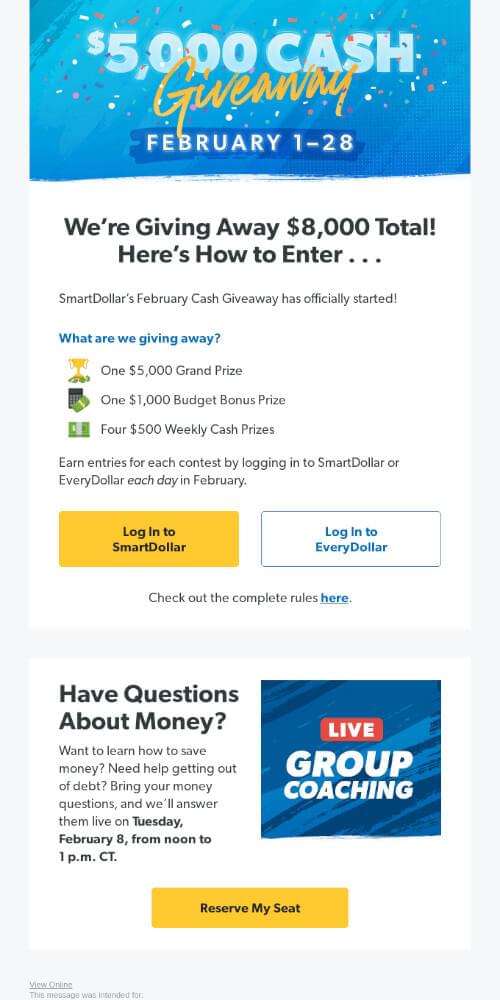 Giveaways in email