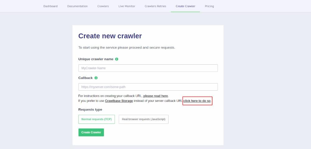 Crawlbase Storage API option