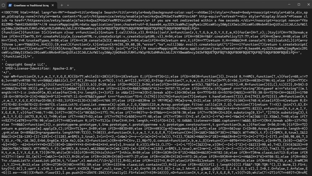 Screenshot of example output after traditional scraping Screenshot of example output after traditional scraping