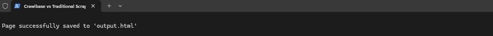Screenshot of terminal console output after traditional scraping Screenshot of terminal console output after traditional scraping
