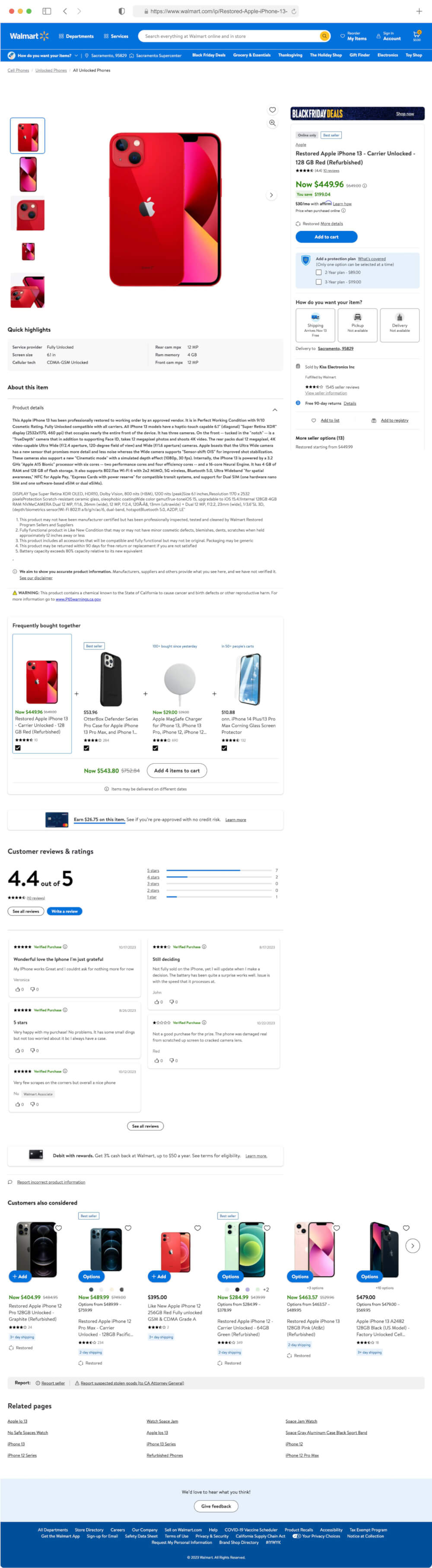 Walmart product pages component