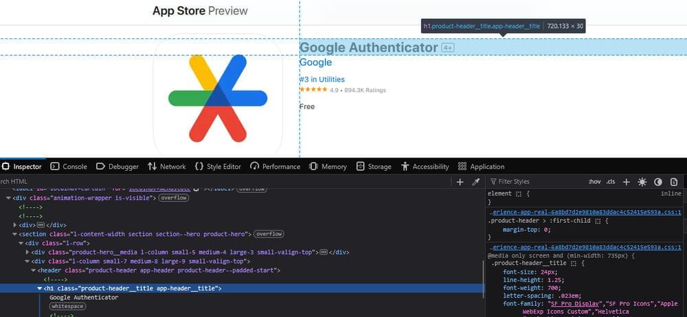 An image of the Chrome Browser Developer Tools with the content header element highlighted. An image of the Chrome Browser Developer Tools with the content header element highlighted.