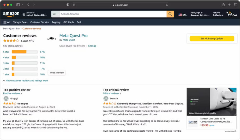 amazon product reviews page html