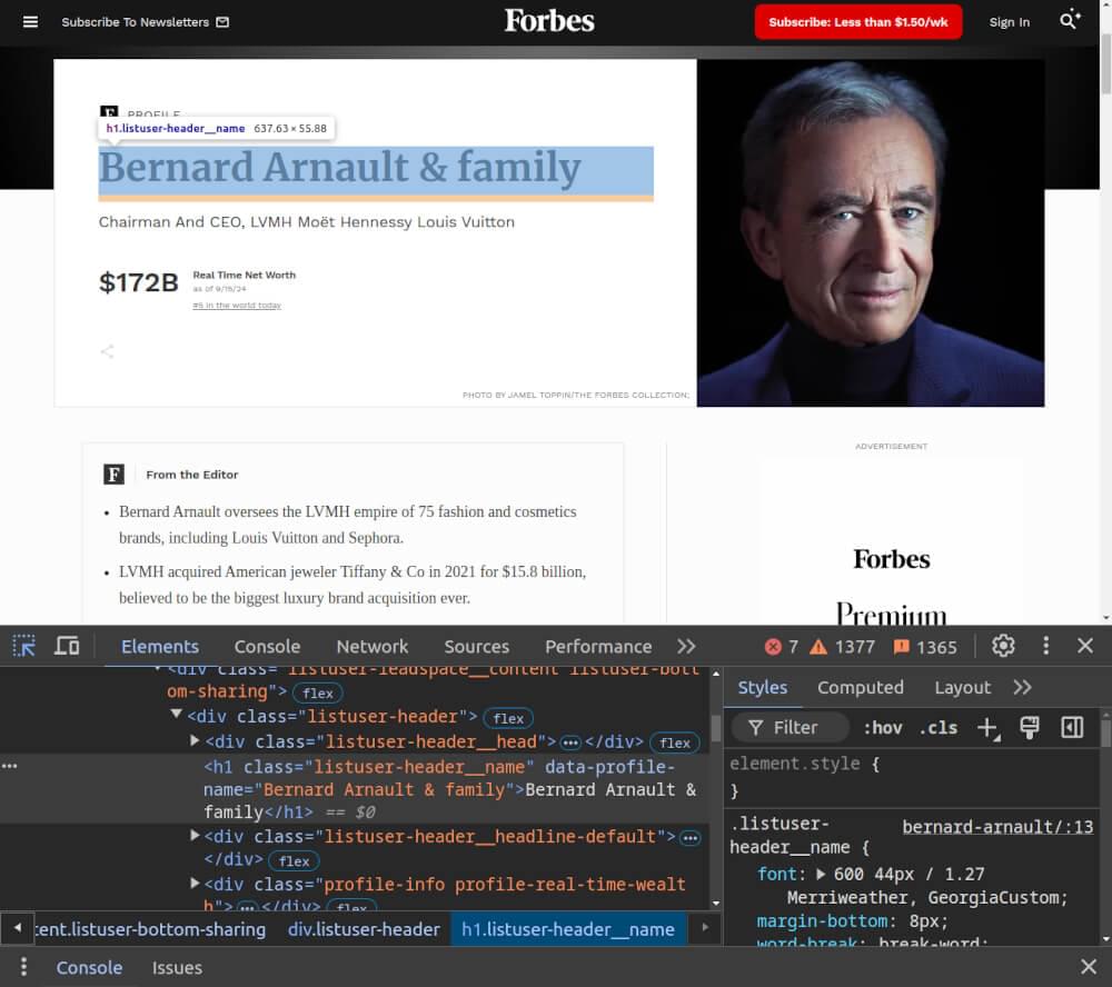 Forbes Billionaire Profile Page