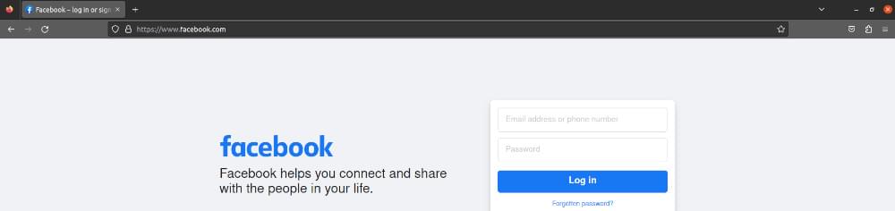Facebook Login page
