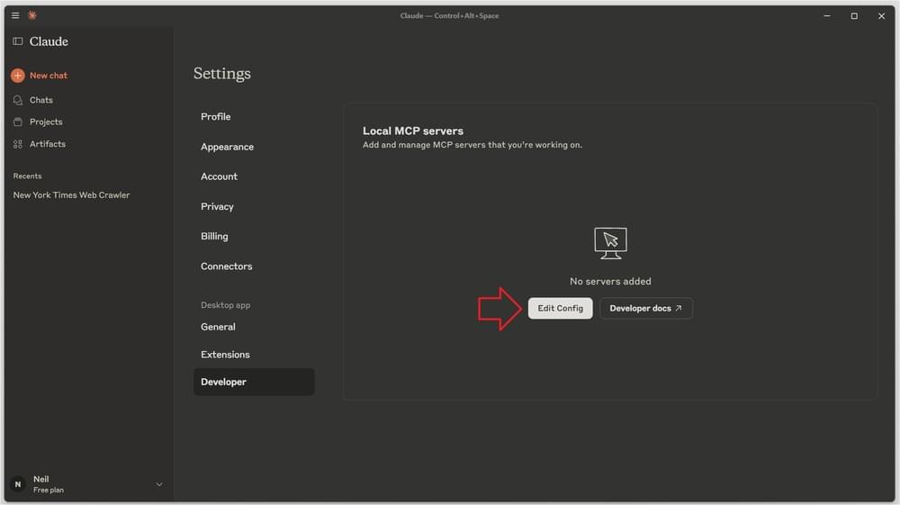 Claude Desktop showing Crawlbase MCP setup interface