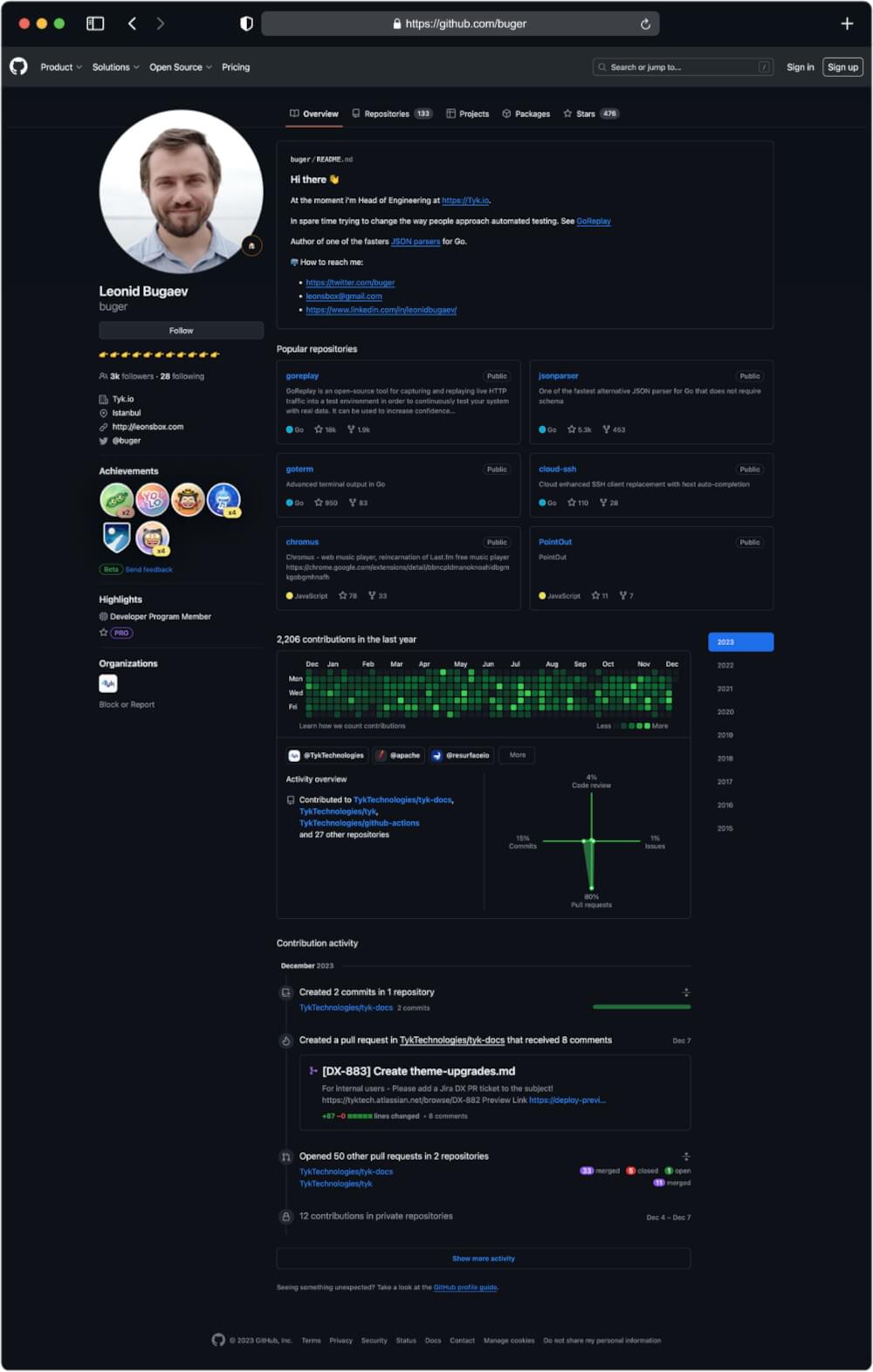 GitHub User Profile Page