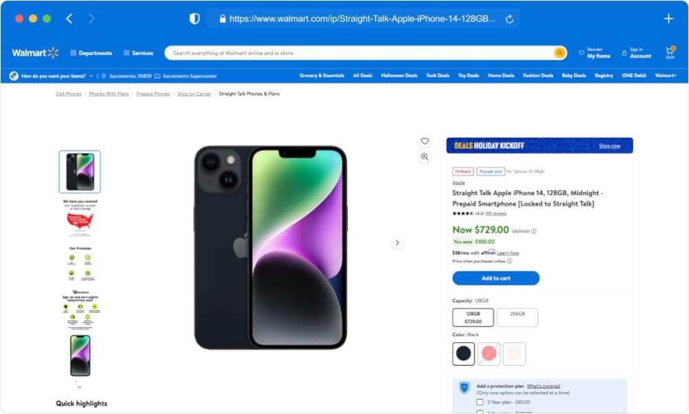 Walmart product page
