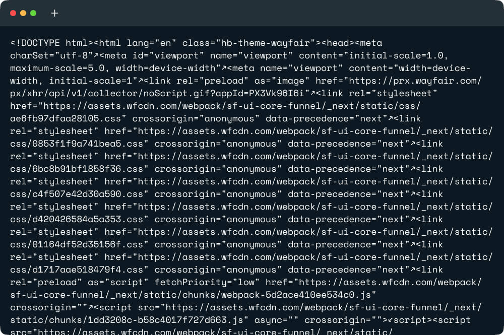 Wayfair HTML 数据