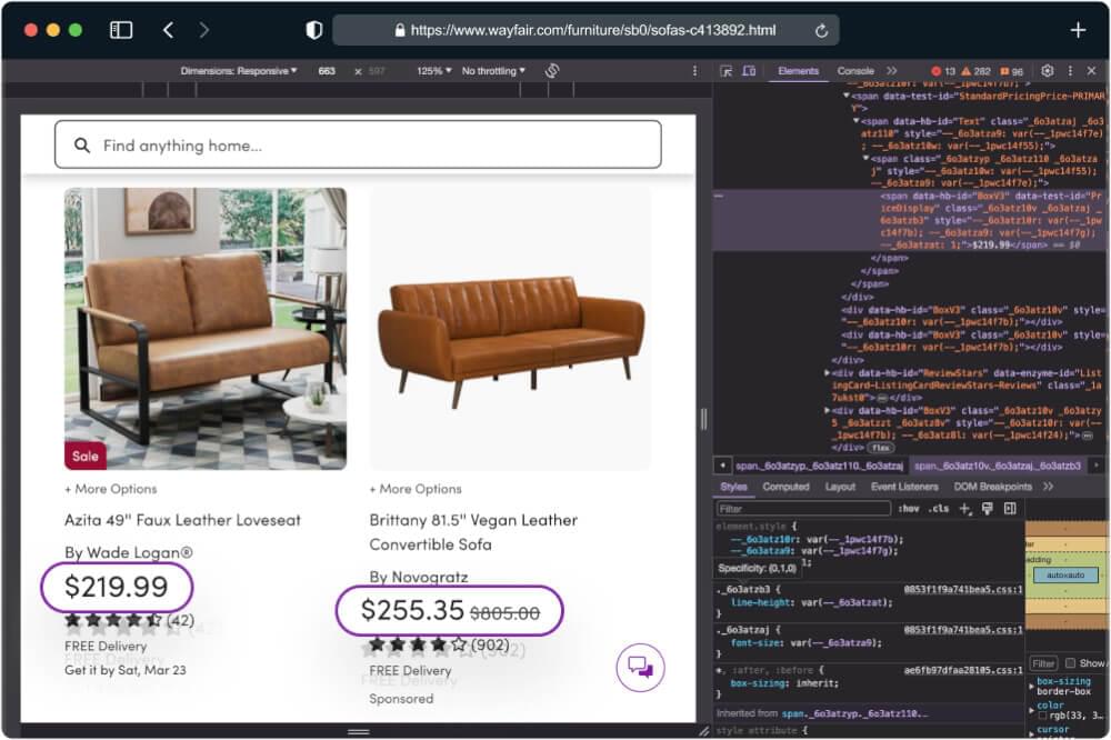 Wayfair price tracking