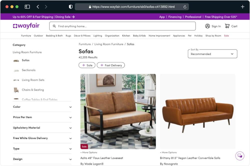 How to scrape data from wayfair